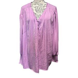 Mello Day Lavender  Boho Smocked Blouse Plus Size 2X Whimsical Fairy‎ Officecore